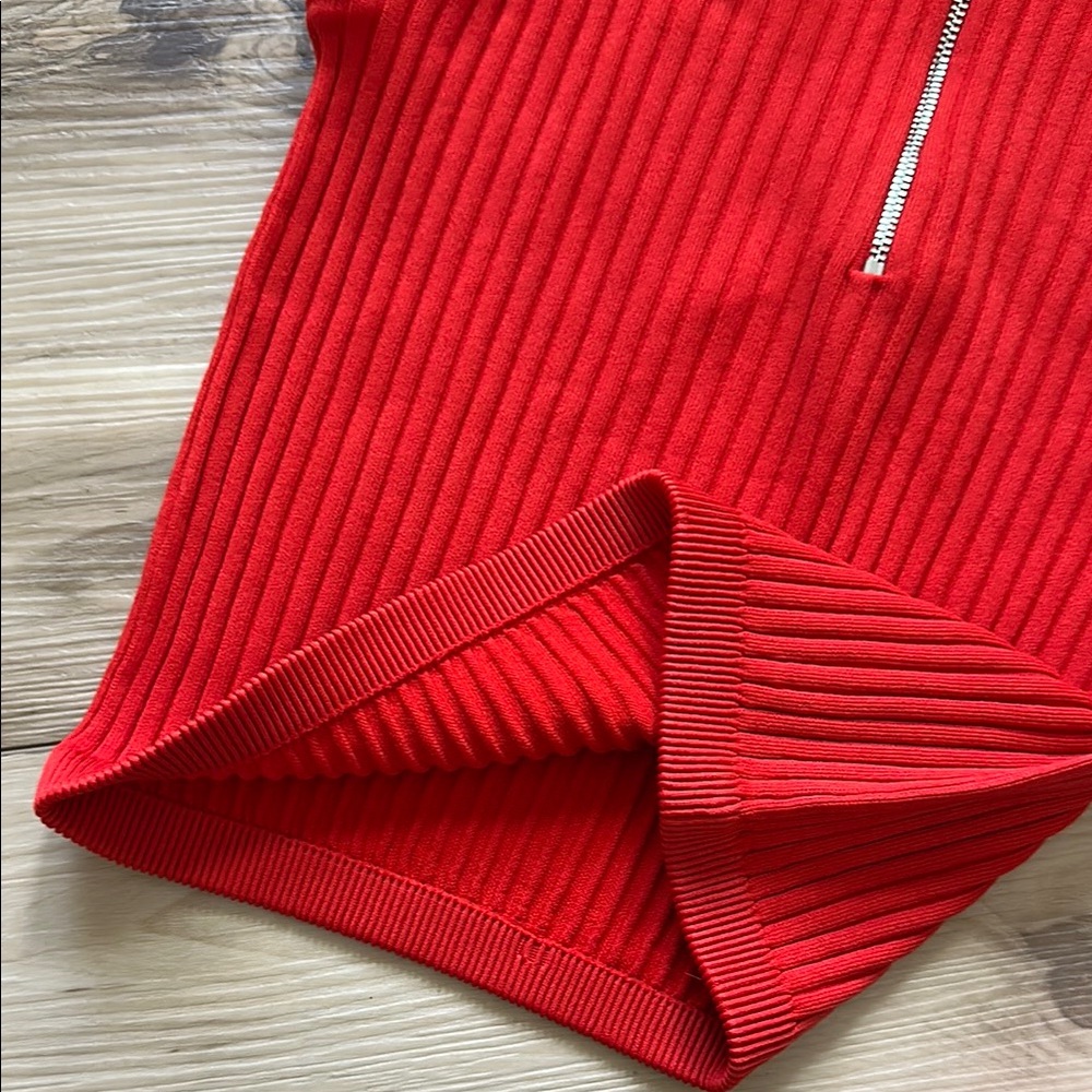Zara Women’s Red Ribbed Mini Top - Picture 8 of 9